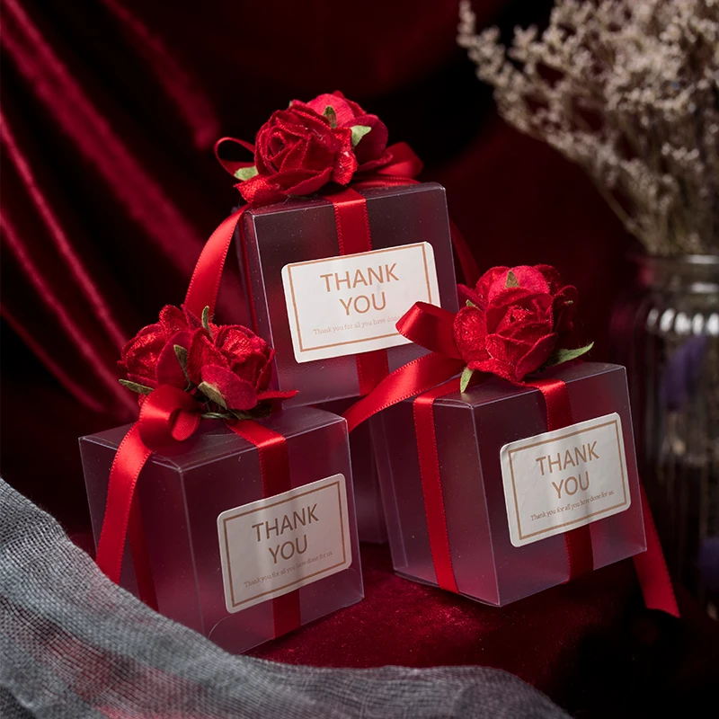 Пластиковая прозрачная коробка конфет милая Свадебная подарочная спасибо