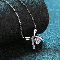 moissanite pendant necklace bow 925 silver 0 5ct d color vvs engagement wedding pendant necklace for women anniversary gift