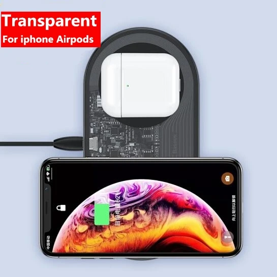 Baseus 3 в 1 Qi Беспроводное зарядное устройство для Airpods Apple Watch 4 3 2 1 iWatch быстрая Беспроводная зарядная площадка для iPhone 11 Pro Xs Max X - Цвет: 2 IN 1 Transparent