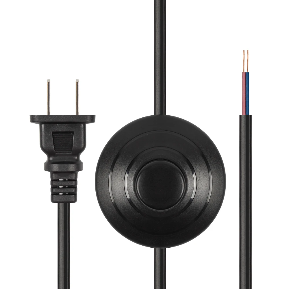 

5/PC Power Cord 1.8 meters Extension cord with Foot switch AC power American Standard 2 core For floor lamps desk lamp