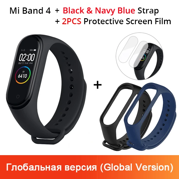 Xiaomi mi Band 4 новейший музыкальный Смарт mi band 4 браслет пульсометр фитнес 135 мАч цветной экран Bluetooth 5,0 - Цвет: GV N Black Navyblue