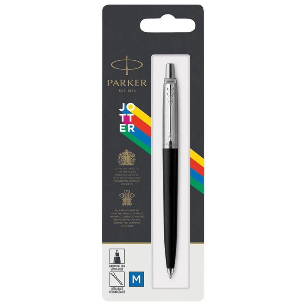 Ручка шариковая PARKER &quotJotter Plastic CT" корпус черный детали из нержавеющей стали