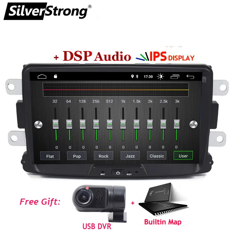 XJB-DST8-8L DSP DVR SilverStrong Android9.0 2Din Каптур Автомобильный gps для RENAULT DUSTER DACIA LOGAN II DOKKER - Цвет: XJB-DST8-8L DSP DVR