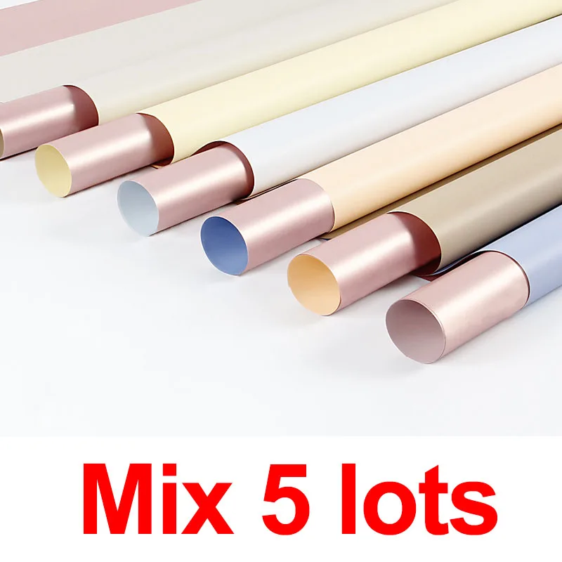 Mix 5lots 20 шт Двухслойная оберточная бумага для цветов OPP водонепроницаемая оберточная бумага для цветов Подарочная коробка Свадебная Упаковка - Цвет: Mix 5lots