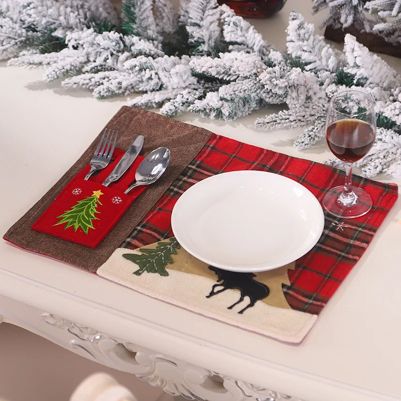 red christmas tree Рождественский набор ножей, вилок, столовых приборов, юбка, штаны, носки, Navidad Natal, рождественские украшения для дома, Рождество, год - Цвет: red christmas tree