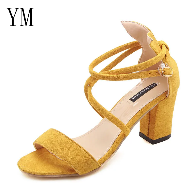 Сандалии женские с перекрестными ремешками на высоком каблуке 4 цвета|Боссоножки