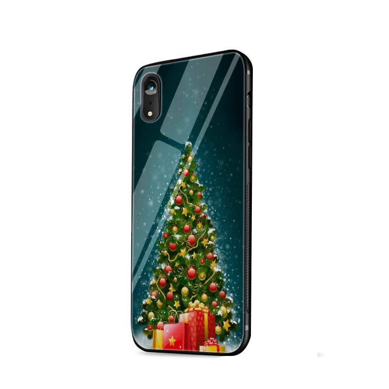 Чехол для телефона из термопластичного стекла для Iphone 5, 5S, 6, 6 S, 7, 8 Plus, X, XR, XS Max, защитный чехол с изображением рождественской елки и снежинки