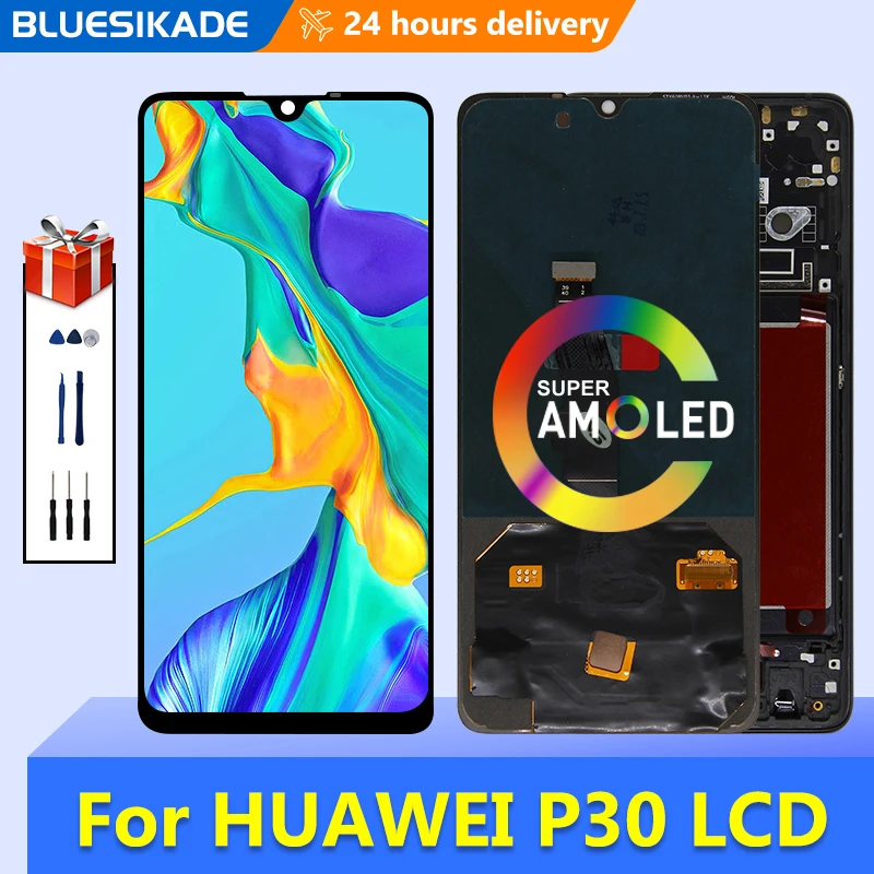 

6,1 "SUPER AMOLED для HUAWEI P30 ЖК ELE-L29 ELE-L09 ELE-AL00 ЖК-дисплей сенсорный экран дигитайзер ЖК-дисплей для Huawei P30 Запчасти для дисплея
