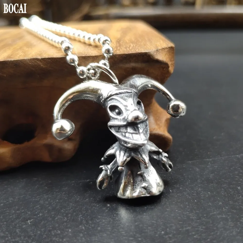 BOCAI новая настоящая S925 стерлингового серебра темно Клоун Кулон Модные мужские и