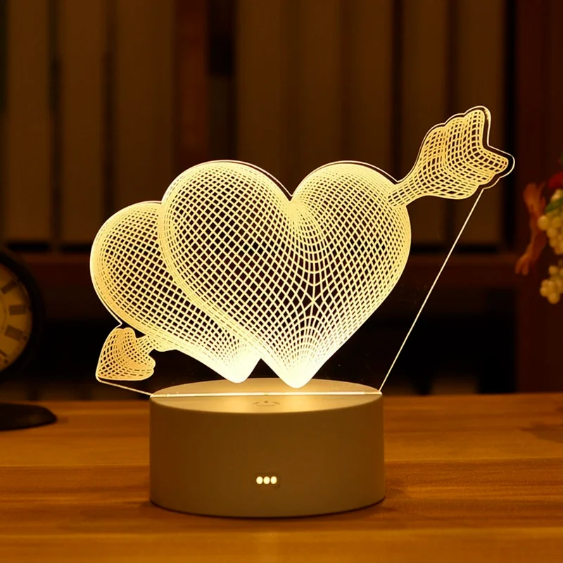 

Romantic Love 3D Lamp Heart-shaped Balloon Acrylic LED Night Light Decorative Table Lamp Valentine's Day Sweetheart Wife's Gift