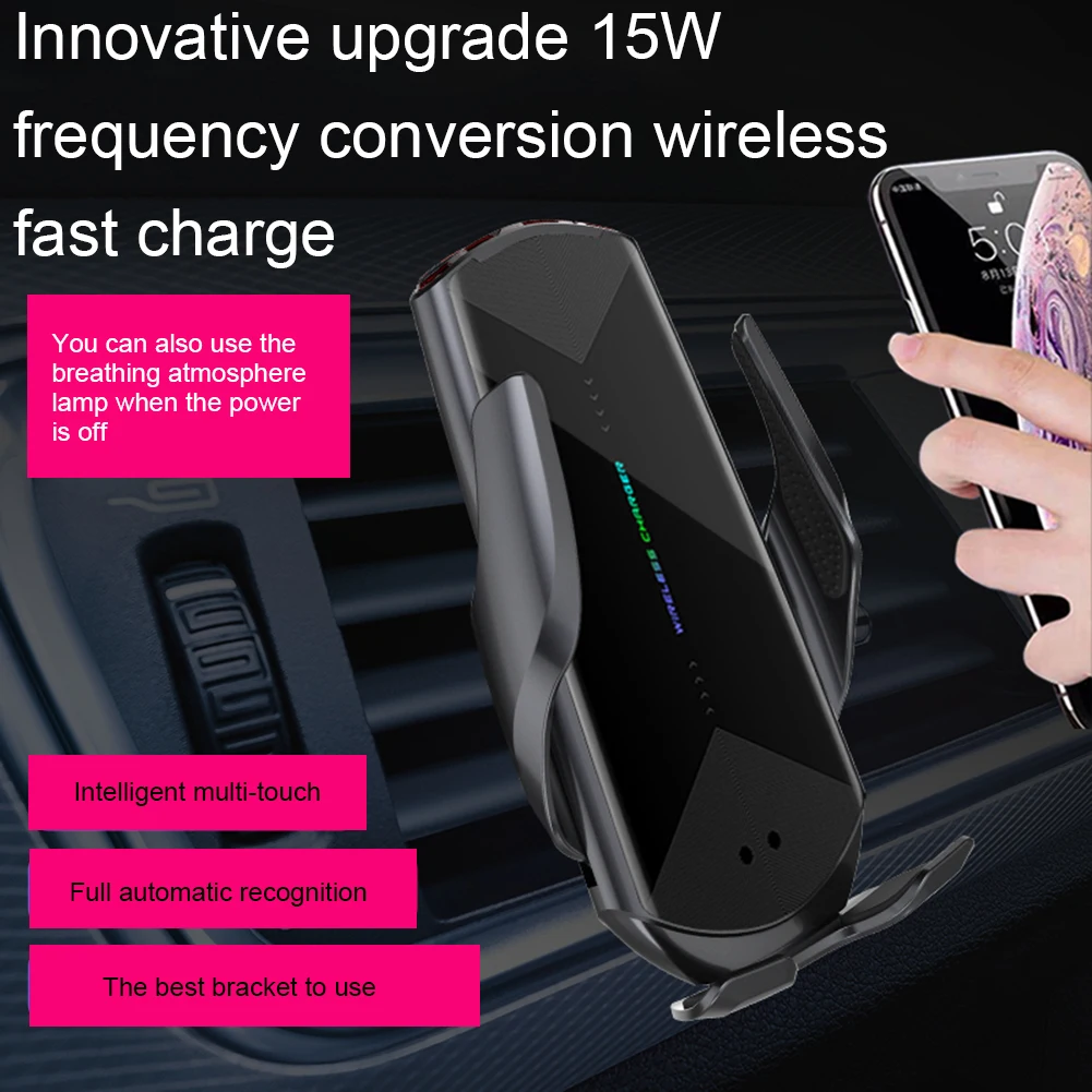 15 Вт автомобильное Qi Беспроводное зарядное устройство для iPhone Индукционное usb
