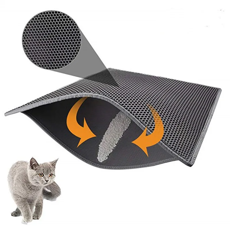 

Promotion New Waterproof Pet Cat Litter Mat EVA Double Layer Trapping Clean Pad Cats Products Accessories For