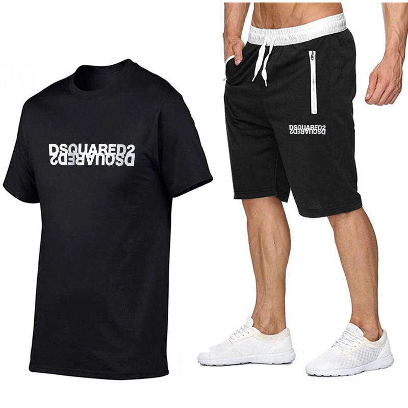 

Popular in 2021 new cotton men's T-shirt + sports shorts suit summer high-quality T-shirt sports running suit