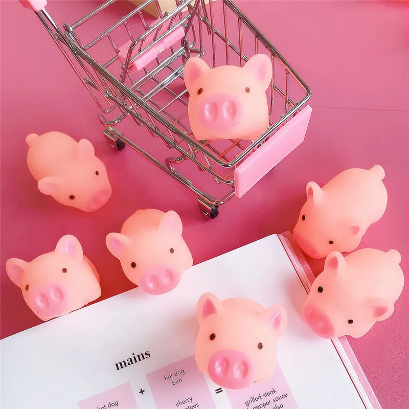 Cerdo de juguete blando Kawaii para ni&ntilde;os, cerdo de goma antiestr&eacute;s para apretar, regalo de fiesta de cumplea&ntilde;os-4