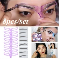 8pcsset eyebrow stencils shaping grooming eyebrow make up model template reusable design eyebrows drawing template styling tool