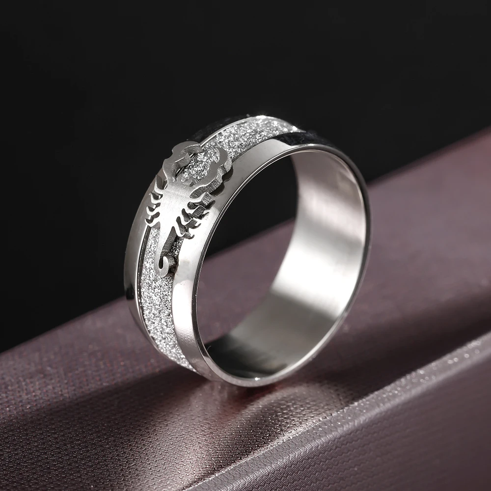 Кольцо с гравировкой в стиле панк 8 мм кольцо скорпиона | Украшения и аксессуары