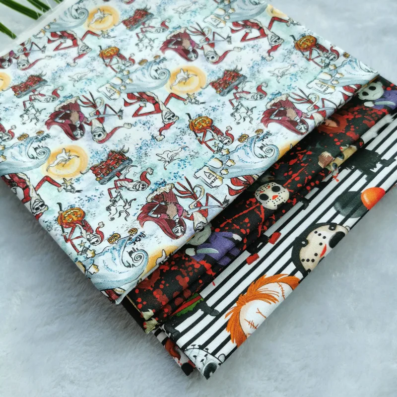 Хлопковая ткань с цифровой печатью для Хэллоуина одежды Комплект постельного