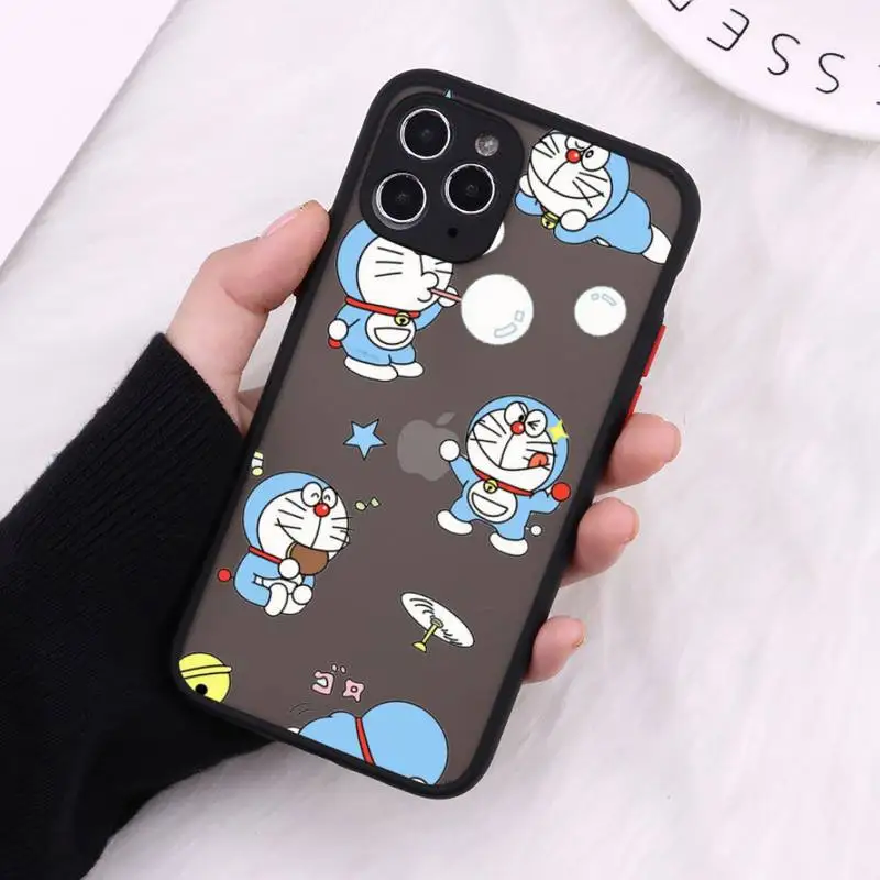 

Cartoon Doraemon Robot cat Phone Case Matte Transparent For iPhone 12 Mini 11 Pro XR XS Max 7 8 Plus