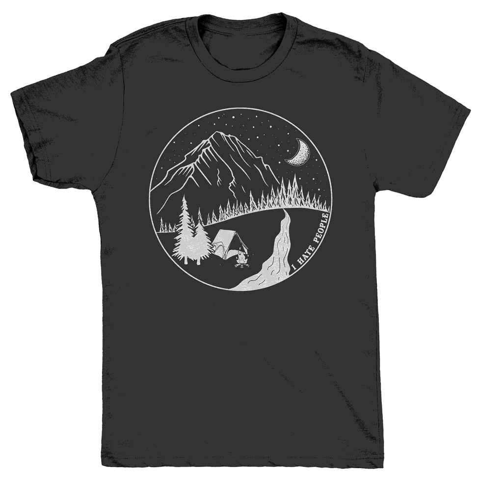 Мужская футболка с саркастической надписью Я люблю людей для кемпинга забавная