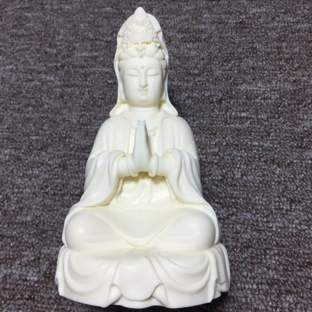 

Ivory Fruit Carving Sitting Meditation And Holding Hands Guanyin Bodhisattva Statues Bodhi Seed Coconut Wood Crafts Ornaments