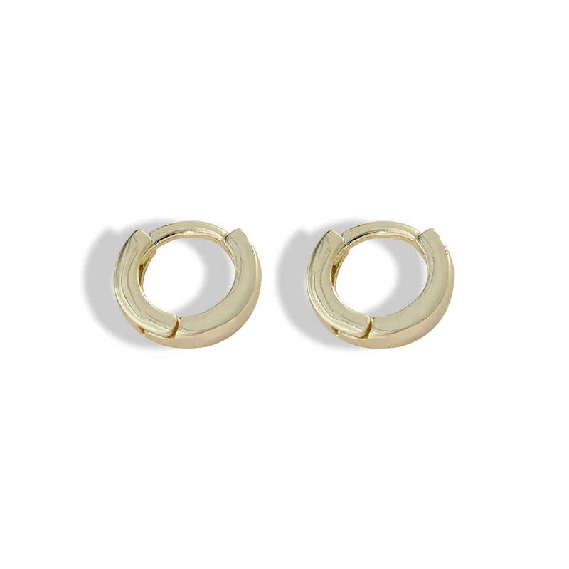 

HI MAN 925 Sterling Silver Korea Small Round Glossy Gold 10mm Earrings Women Fashion Simple Birthday Party Jewelry Accessories