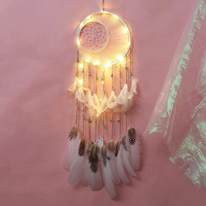 

Feather LED Lights Moon Led Light for Indoor Bedroom Cute Creative Little Stars Pendant European Fashion Wall Decoration Luces