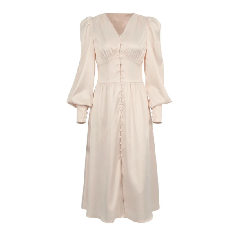 

Spring Fashion Silk Elegant Grace Office Lady Long Sleeve Dress Dresses Women 040
