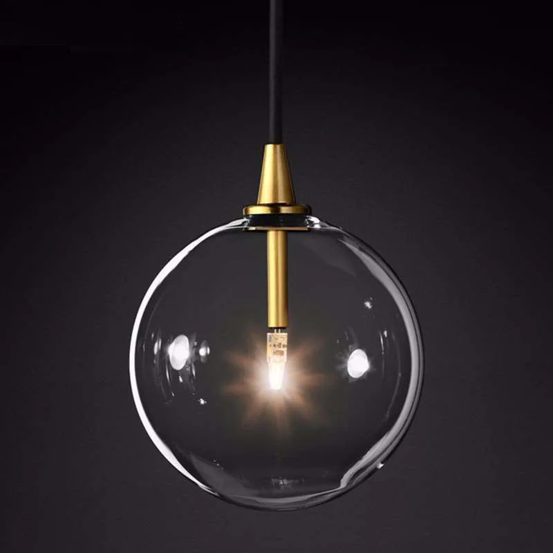 

Modern Bubble Clear Glass Ball Pendant Light Vintage Loft Kitchen Island Living Room Bedside Simple Retro Suspension Lamp