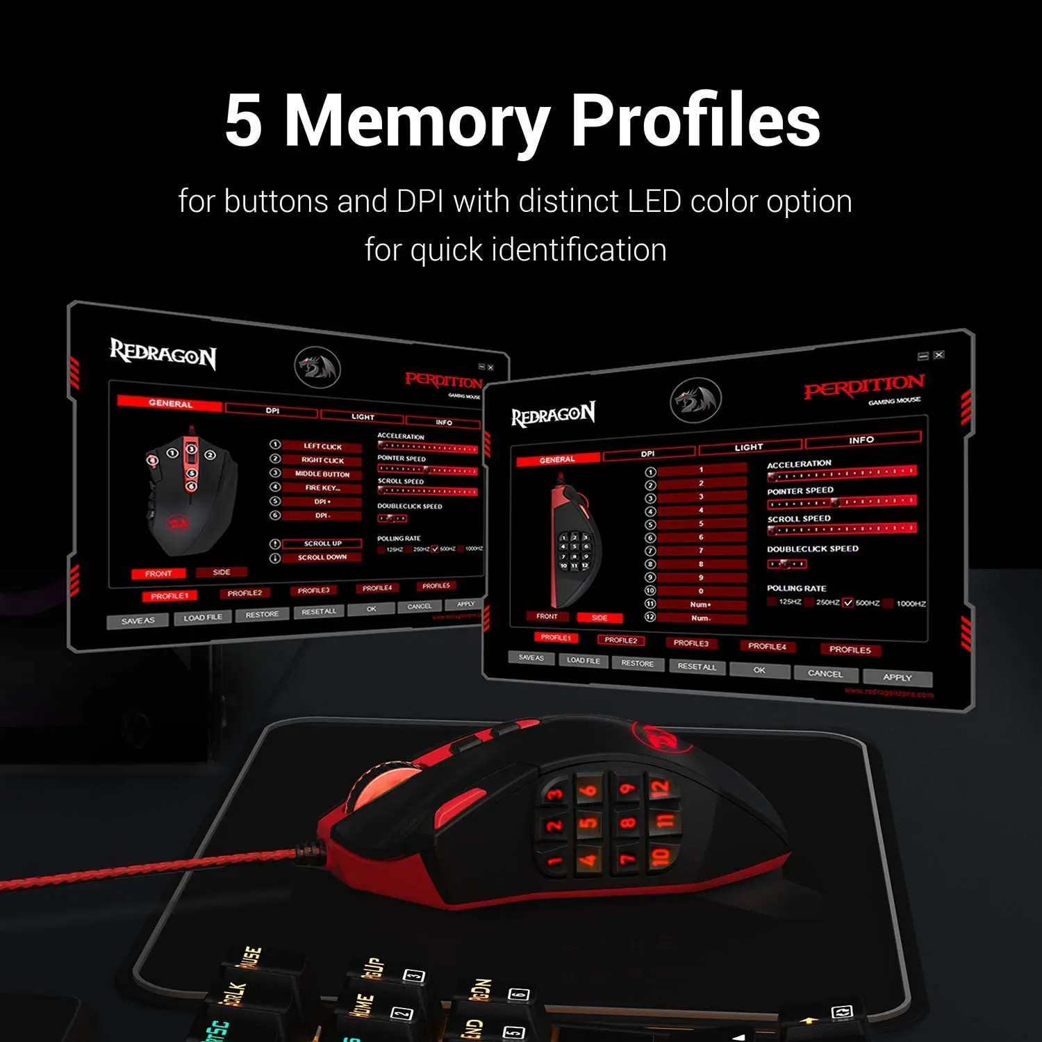 Redragon M901 нижних игровая мышь 12400 Точек на дюйм использует высокоточный Pixart 18