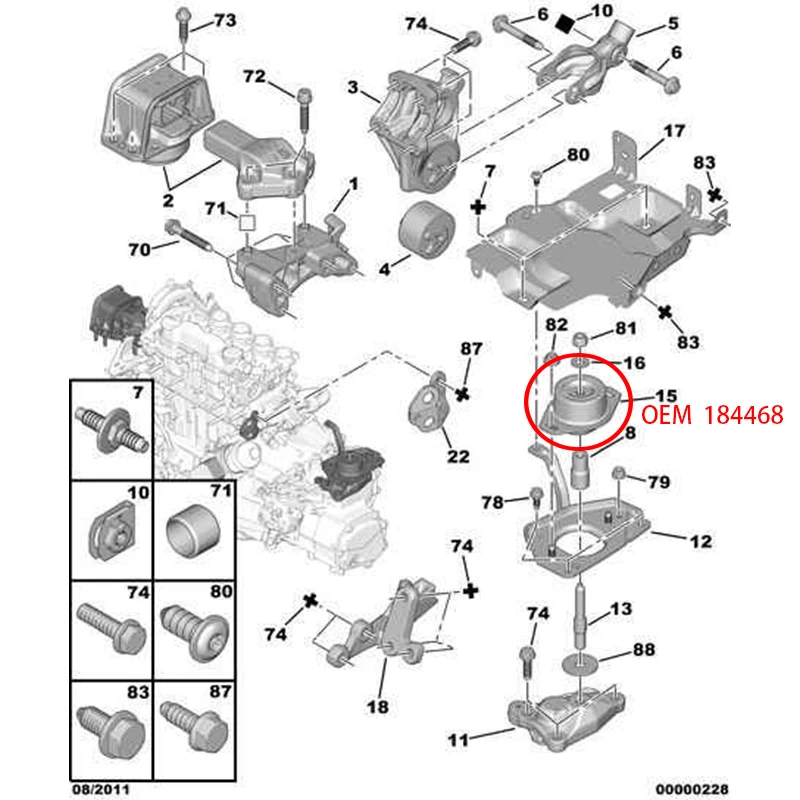 Suitable for Peugeot 206SW 306 307 Break 308 SW 3008 5008 RCZ Citroen Grand C4 Picasso XSARA C5 DS 4 5 Engine elastic support images - 6