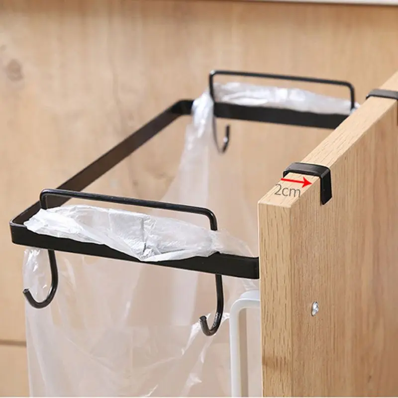 Garbage Bag Holder Rack Iron Storage Shelf With Hook Cupboard Cabinet Door Back Waste Hanger Kitchen Trash Can Hanging Rubbish | Дом и сад