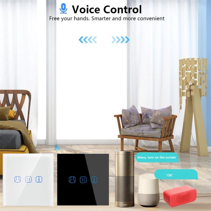 6 pieces tuya app remote control WiFi Curtain Switch Module with panel for Roller Shutter Blind Motor Google Alexa Voice Control |