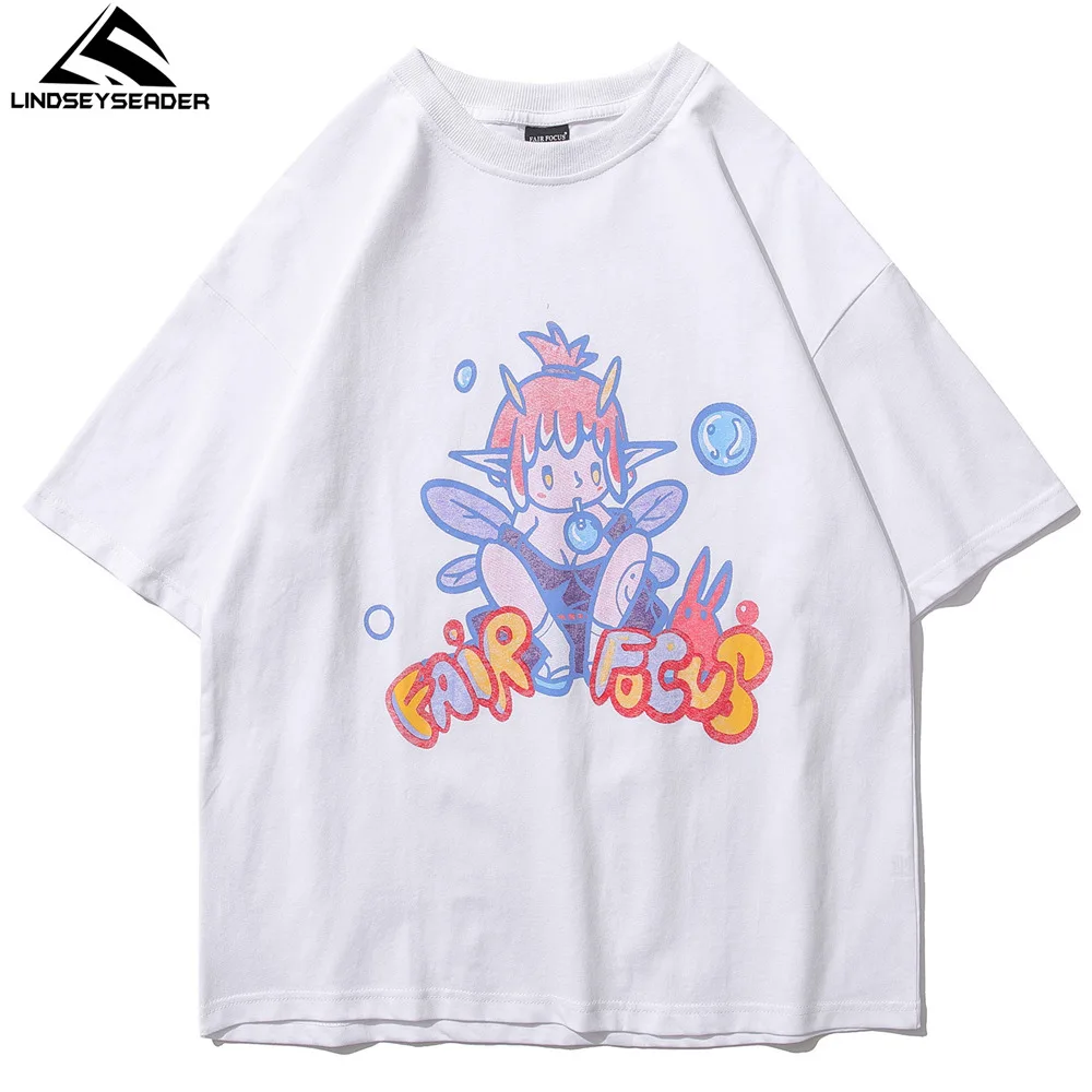 

LINDSEY SEADER T-shirt Men Hip Hop Oversized Cute Fairy Girl Cotton Casual Harajuku Streetwear Summer Short Sleeve Tops Tshirt