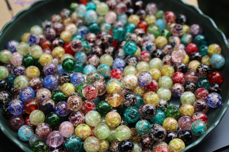 10 шт./лот 12 мм лэмпворк стеклянные светящиеся бусины со сверкающим песком