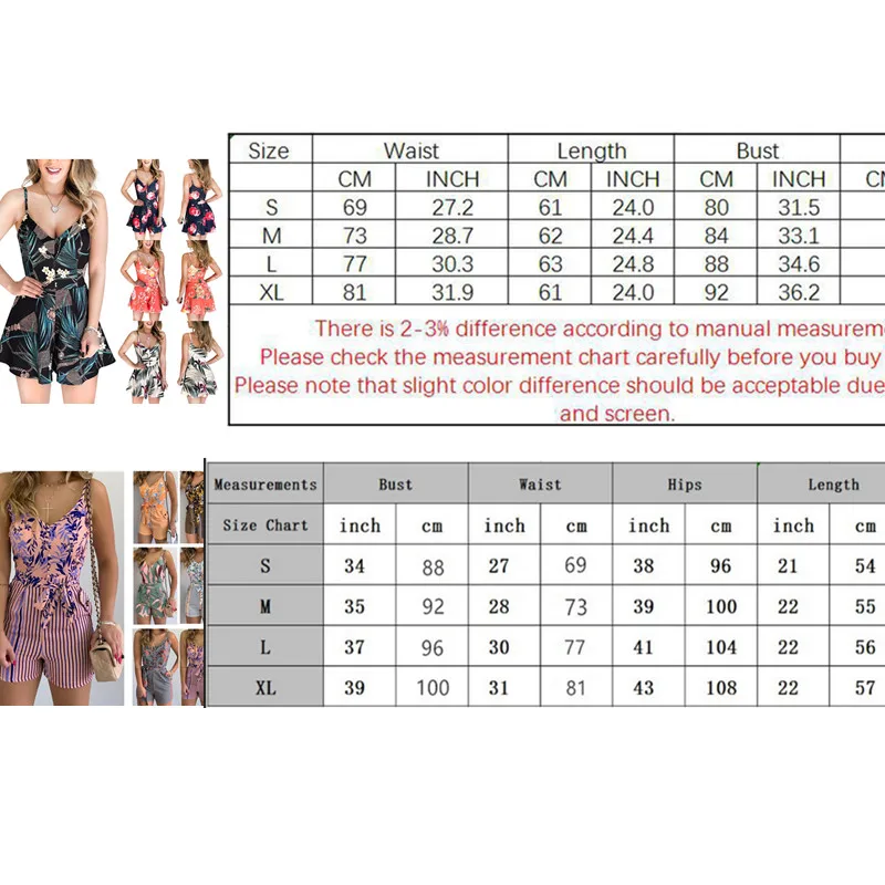 

Women's Summer Tropical Print Jumpsuit Casual Slim Short Sleeve V-Neck Beach Rompers Sleeveless Bodycon Sexy Playsuit Outfits