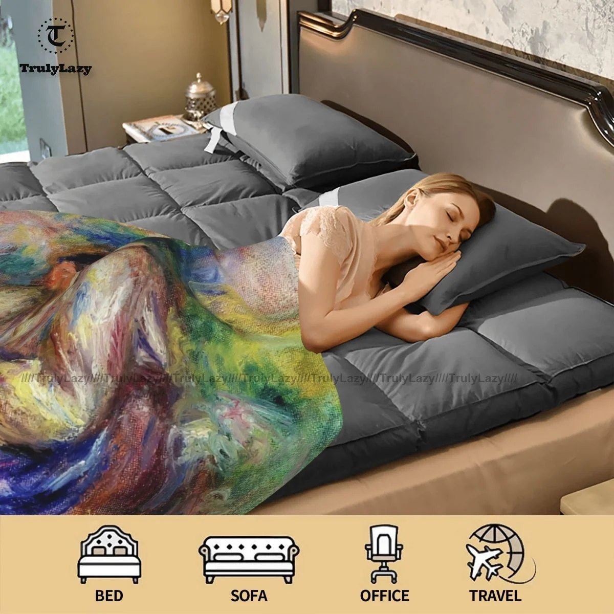 

Places Faces Blanket Soft Cheap Round Bedspread Colorful Fleece Camping Blanket