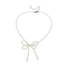 Женская цепочка с бусинами и искусственным жемчугом, ожерелье-чокер из сплава с бантом, аксессуар для шеи, 2020