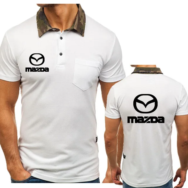 Мужская рубашка поло с коротким рукавом для Mazda логотипом автомобиля