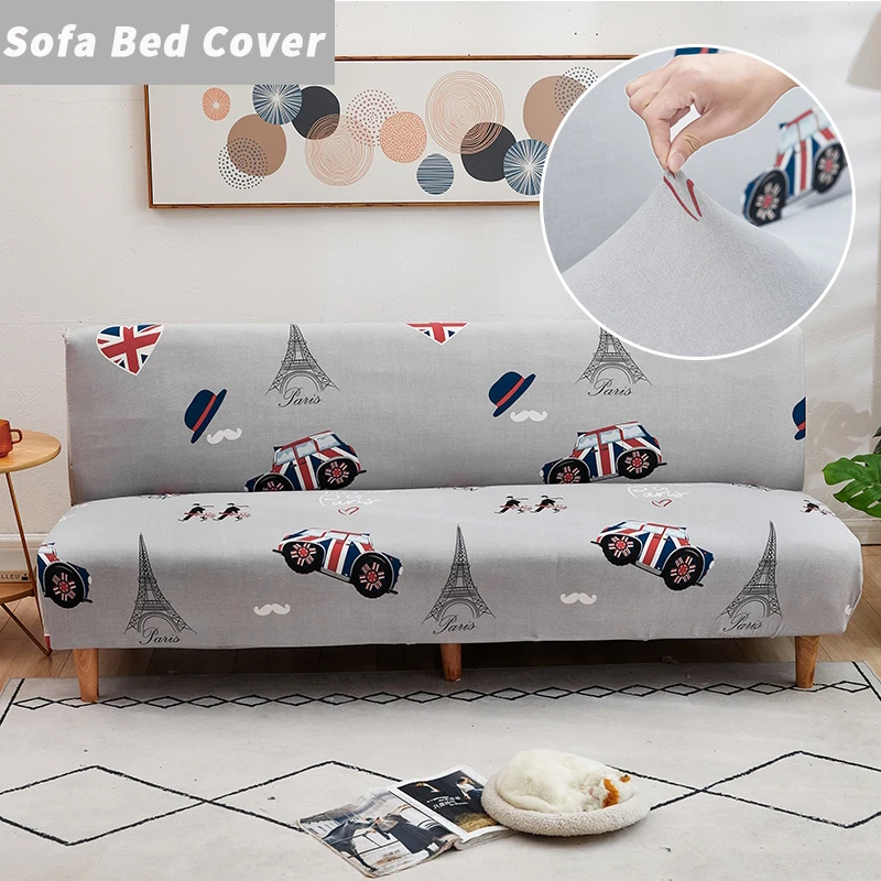 

British Flag Elastic Folding Seat Slipcovers Armless Sofa Bed Cover Removable Dust-proof Couch Sofa Covers for Living Room
