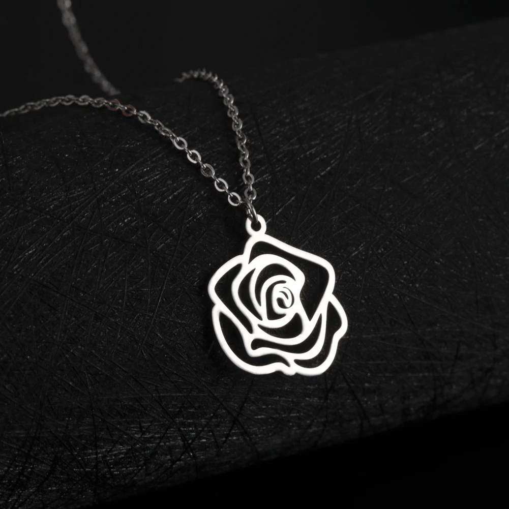 Fishook Небольшое модное ожерелье с цветком розы романтическая любовь