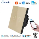 Настенный светильник Esooli, стандарт ЕС, TuyaSmart Lifeewelink, 2-канальный, Wi-Fi, сенсорный выключатель для Google Home, Amazon, Alexa