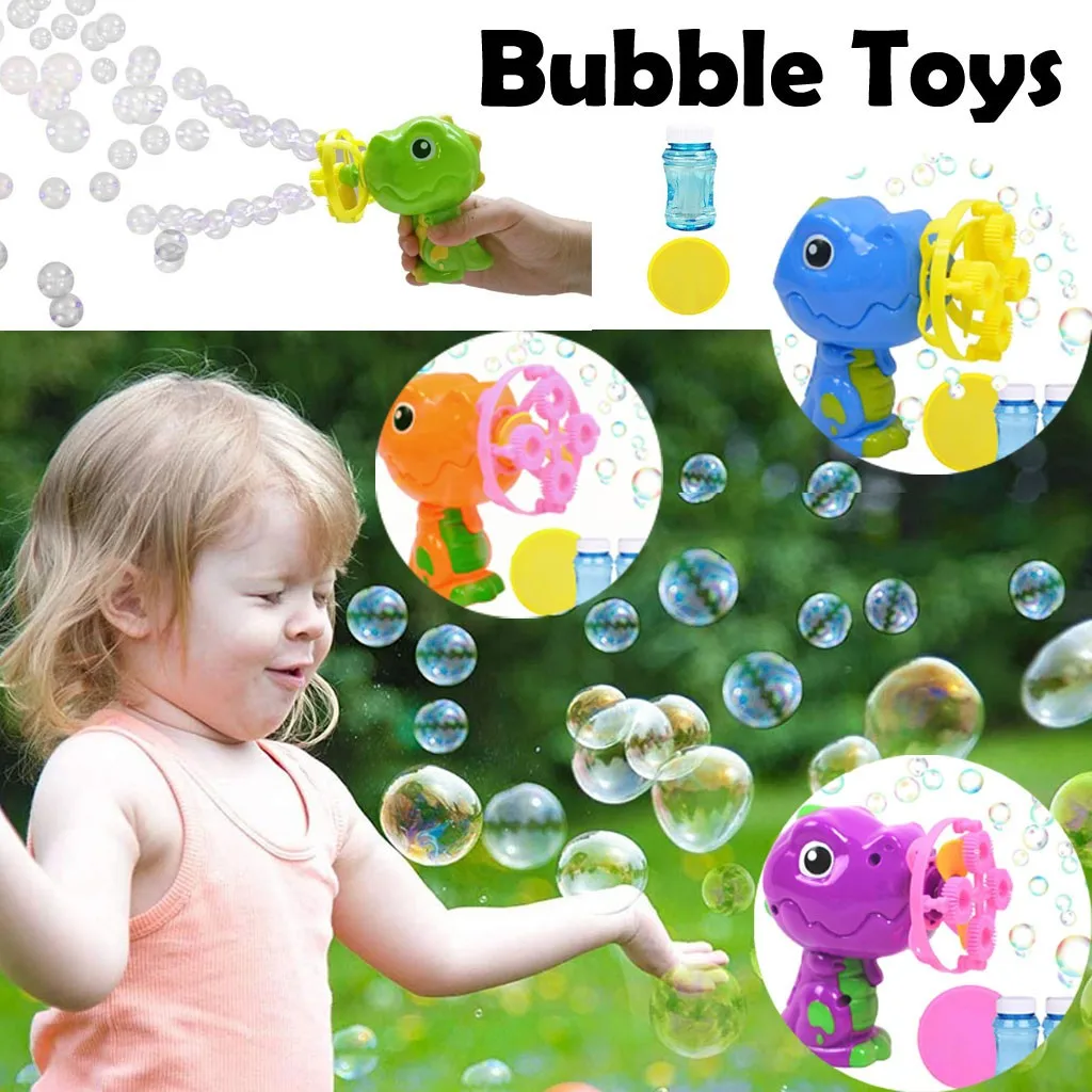 

Новый милый динозавр воздуходувка для пузырей, пистолет для мыльных пузырей, детская игрушка для улицы, игрушки для детей с 1 пузырьком