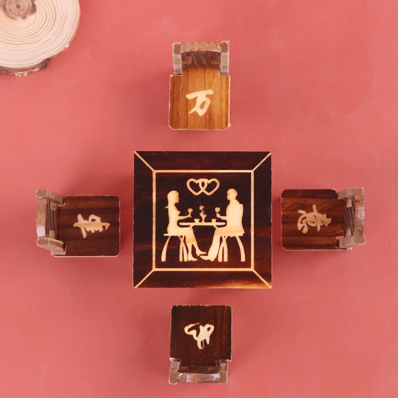 

Children'S Doll House Simulation Wooden Square Table Chair Furniture Decoration