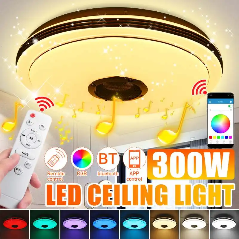 300 Вт Современная RGB диммируемая музыкальная потолочная лампа с дистанционным