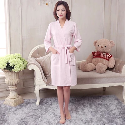 Women Pink Распродажа, женское летнее кимоно с водопоглощающим эффектом, банный халат, женский сексуальный модный Вафельный Халат, халат для влюбленных, халат для подружки невесты - Цвет: Women Pink