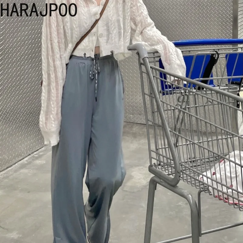 

Harajpoo Women Sets Lazy Style Niche Design Korean Short Thin Knit Cardigan High Waist Split Casual Mopping Pants Fashion Set