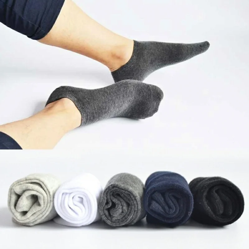 

1 пара мужские носки из хлопка для мужчин на каждый день сплошной Цвета мужские носки короткие носки-тапочки бизнес 5 Цвета носки для мужчин
