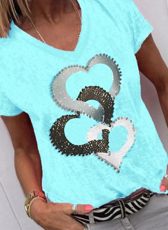 Женская футболка с коротким рукавом и V-образным вырезом | Рубашки