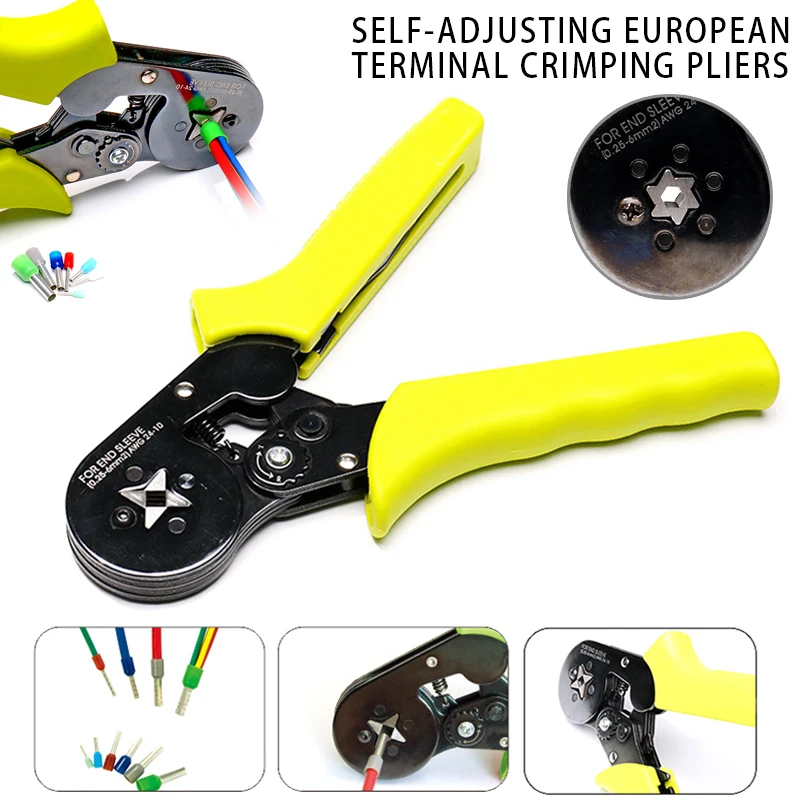 

Crimping Pliers Quadrilateral 0.25-6mm AWG 24-10 Self-adjusting European Terminal Crimping Pliers Crimp Hand Tools DNJ99