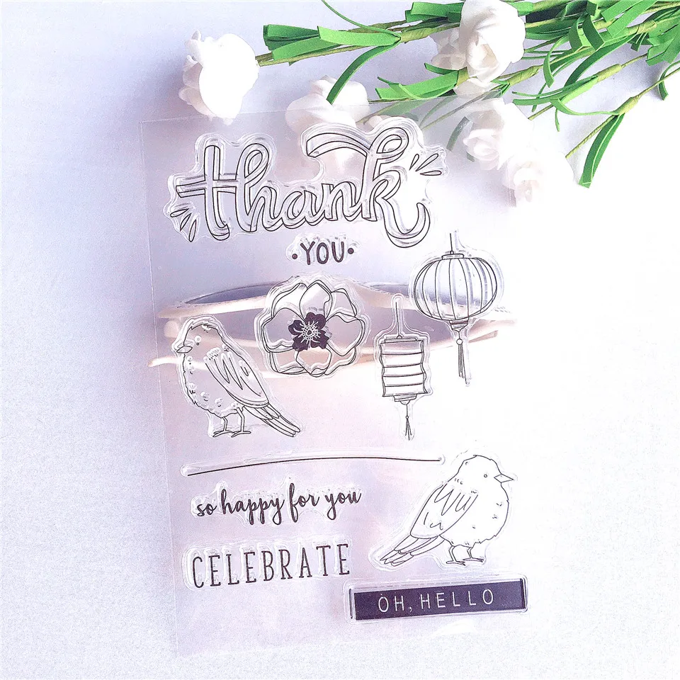11*16 Thank You Birds прозрачные силиконовые прозрачные штампы DIY печать для скрапбукинга открыток фотоальбом декоративный лист со штампом